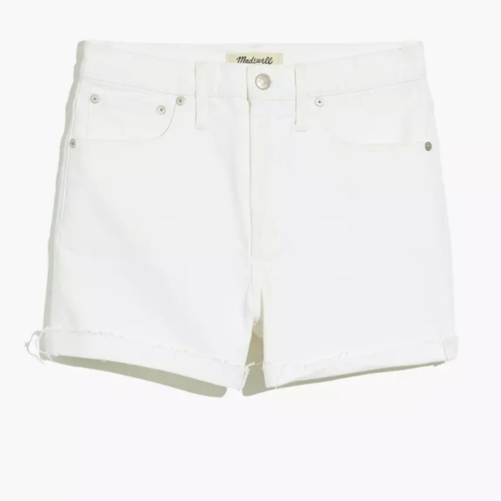 Madewell High-Rise Denim Shorts in Tile White
